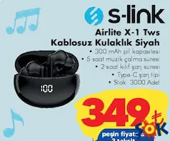 S-LİNK AİRLİTE X-1 TWS KABLOSUZ KULAKLIK fiyat ve kampanya bilgisi
